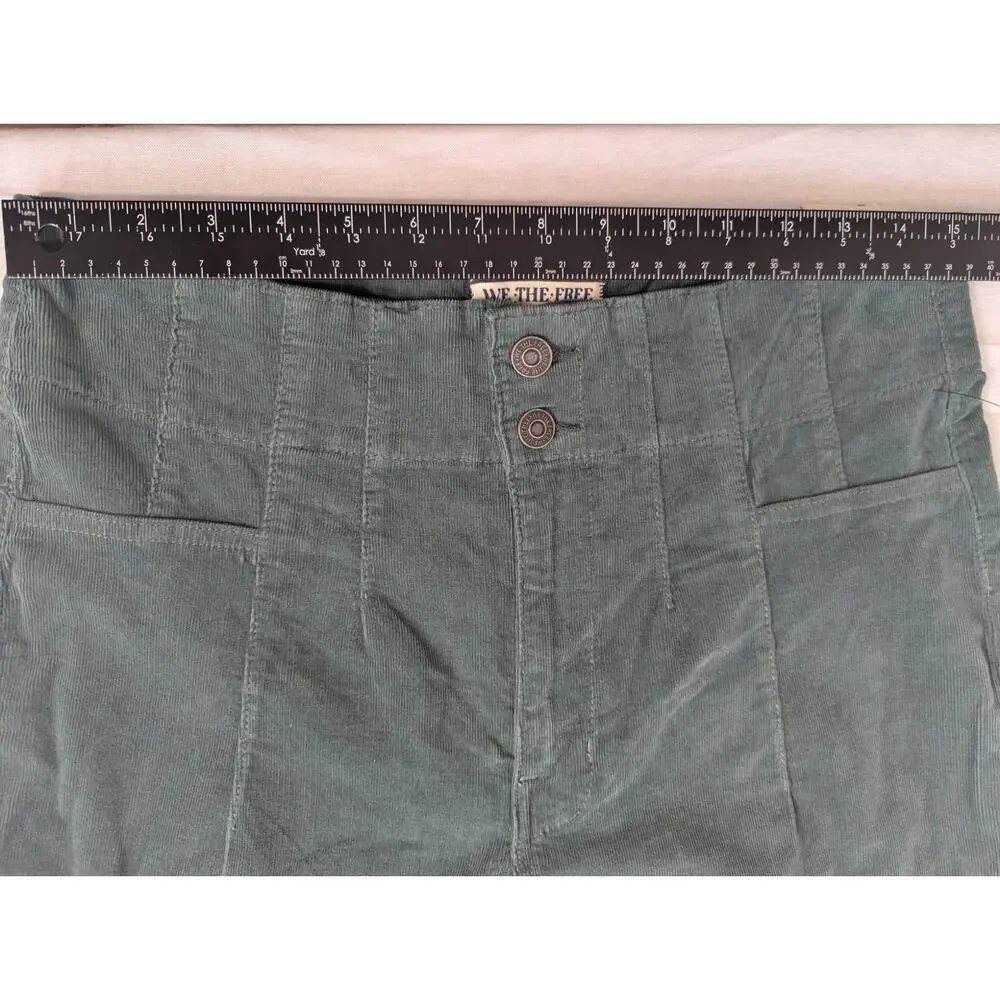 NWT Free People We The Free Jayde High Rise Corduroy Flare Pant Huntress Green